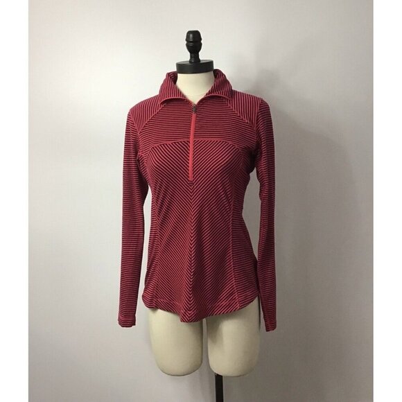 Woman’s Omni-Wick Columbia Striped ￼Pink Long Sleeved Zipped Layering Shirt XS - Picture 1 of 2